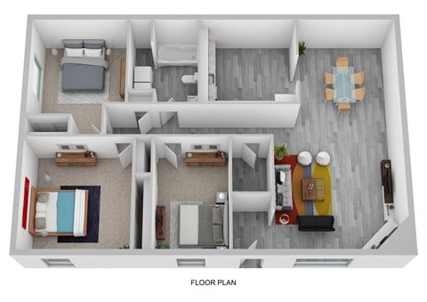 Floor plan for 3 beds, 1 bath